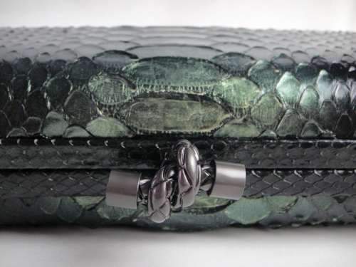 Bottega Veneta Clutches New Knot 8652 silver black green snake